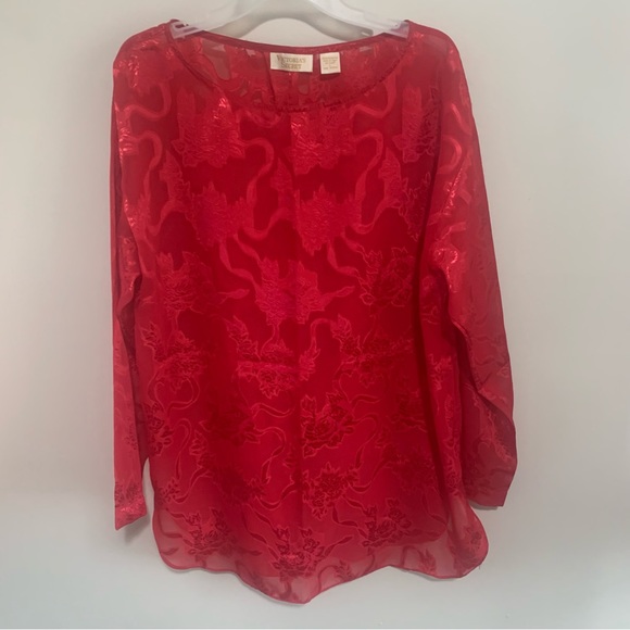 Victoria Secret Vintage Semi Sheer Floral Long Sleeve Blouse - Picture 4 of 13
